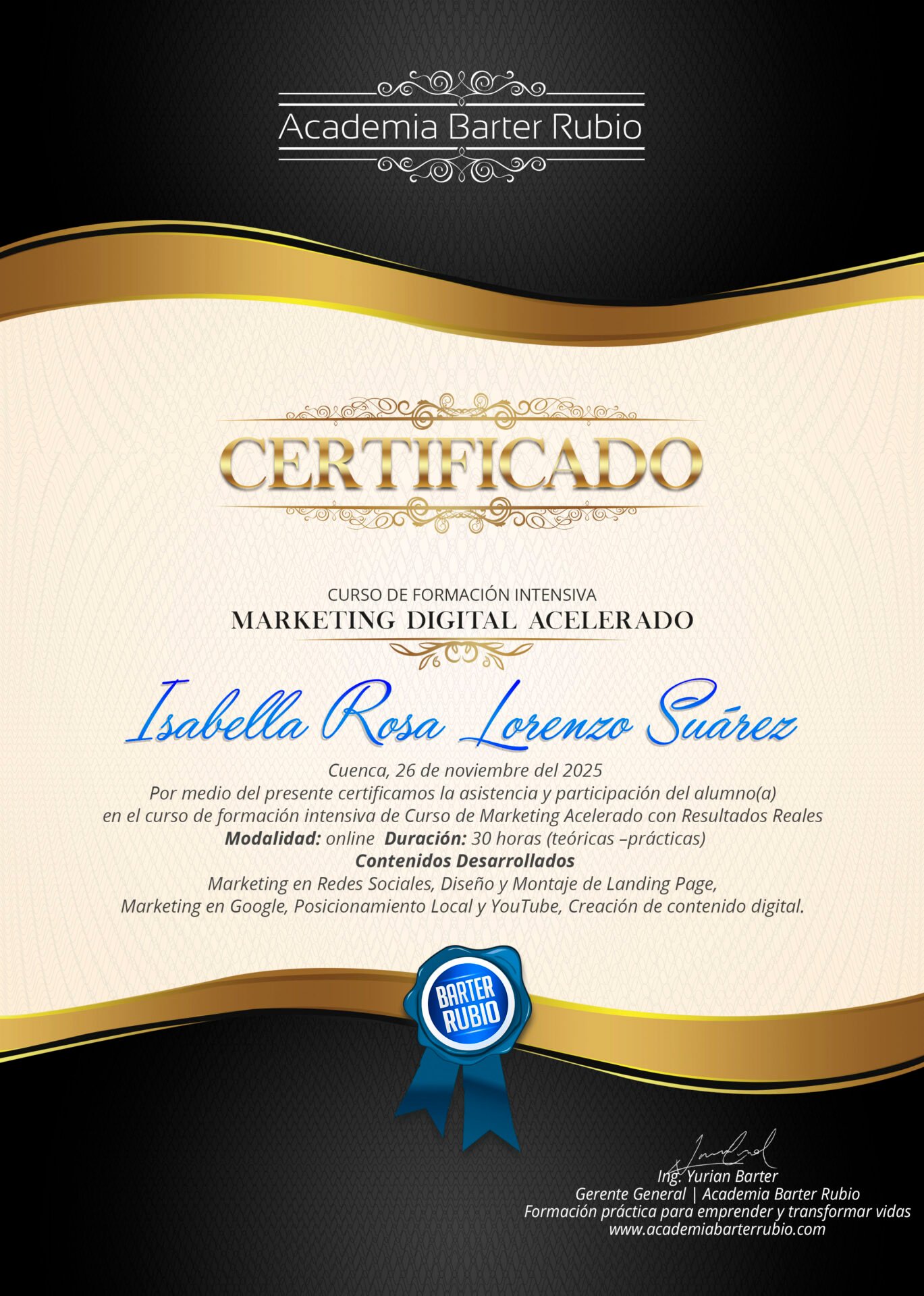 Certificado Curso de Marketing Digital Práctico para Negocios Latinos en Estados Unidos Certificado Curso de Marketing Digital Práctico para Negocios Latinos en Estados Unidos